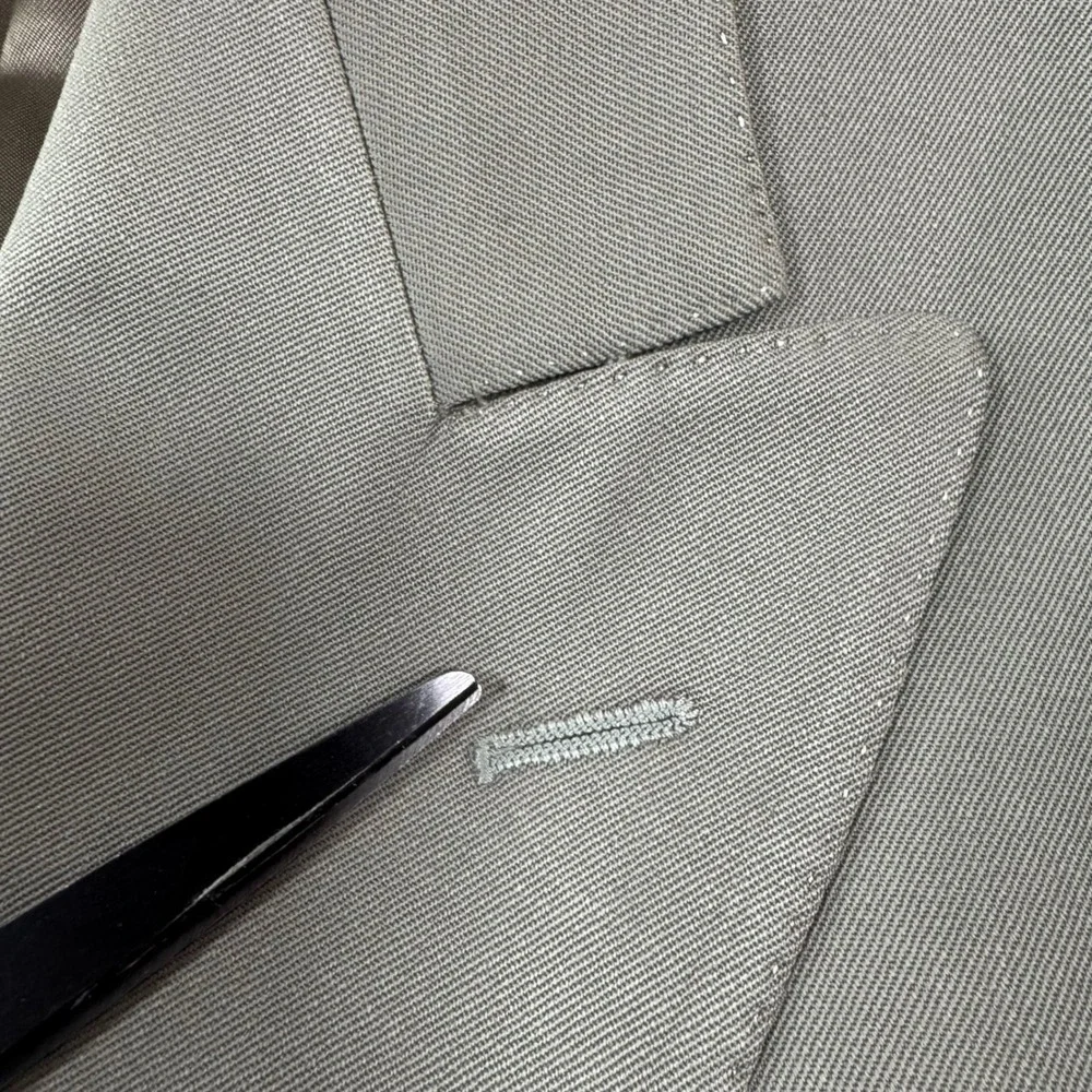 VTG Jaeger Mens Double Breasted Pure New Wool Blazer Taupe Tan Old Money Luxury